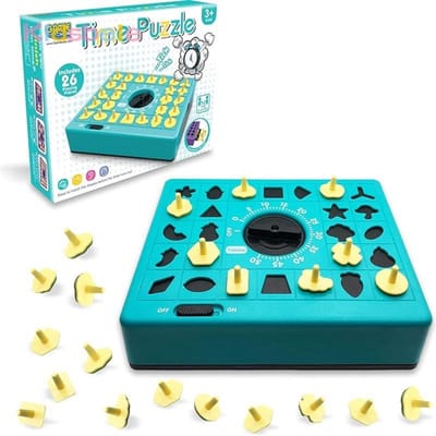 Vormen Speelgoed Puzzelspel Kinderen Timer Puzzelspel Montessori Ouder-Kind Puzzel Bordspel met Vormenpuzzel blauw