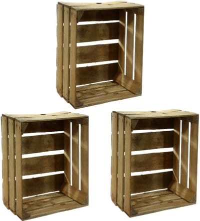Fruitkist - 3x - gebruikt - decoratie en opbergkist - 30 x 40 x 50 cm - hout