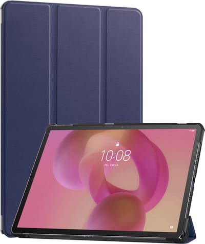 Hoes - Geschikt voor Lenovo Idea Tab - Dun & Stevig - Trifold Bookcase - Hard Cover - Hardcover Book Case - Tablet Hoesje - Donkerblauw