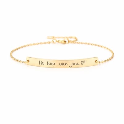 Dames Armband met Eigen Handschrift Bar Goud