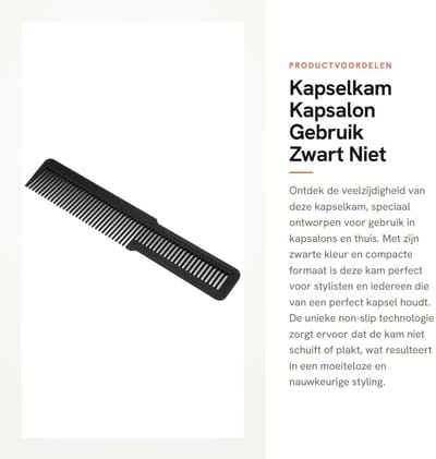 Dailygoods- Kapselkam antislip - Zakkam - Kappers kammen - Knipkam - Lichtgewicht - Geschikt voor kapsalon - Kapperskam