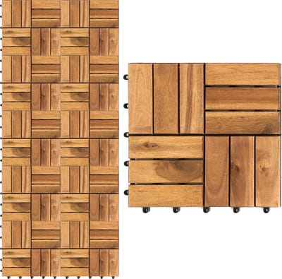 Terrastegels 6㎡ - 30x30 cm - 66 stuks Vlondertegels - 12 stuks per Terrastegels - Acacia Houten - Balkon, Terras of Vlonder - Tuintegels, Terrasplanken - Kliktegels, Buiten tegels - Snelle Montage - Acaciahout - Bruin - Houttegel Houttegel