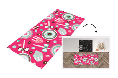 Keukenloper - Loper keuken - Design - Snoep - Candy - Roze - 120x50 cm - Keukenloper vinyl