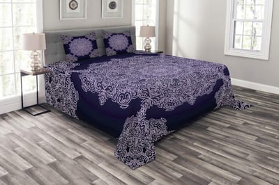 ABAKUHAUS Mandala bedspreien-set – 264x220 cm – Indigo en Licht Mauve