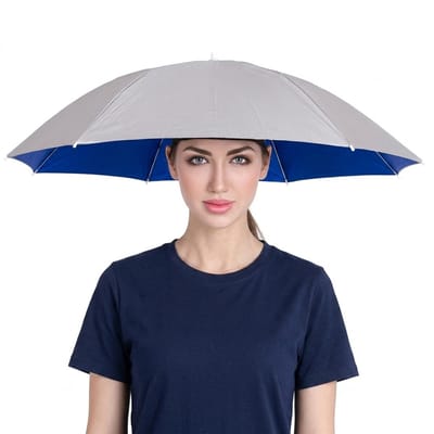 Zilverachtige paraplu hoed unisex draagbare hoofd paraplu met elastische hoofdband regen bescherming zon bescherming handsfree outdoor accessoire