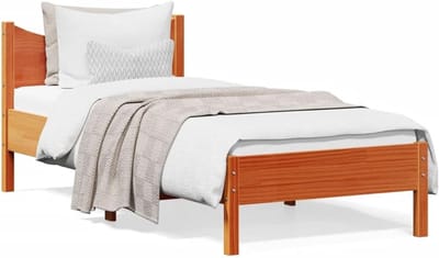 Massief Houten Bed - Grenen Bedframe - Slaapkamer Inrichten - Rustieke Look - 90x200 cm - Wasbruin