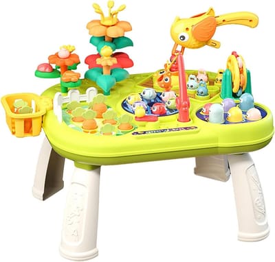 Babyleertafel Activiteitencentrum - Educatieve Speeltafel - Spelenderwijs Leren - Bevordert Motoriek - 34 x 122 x 285 cm - Groen