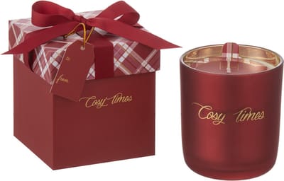 J-Line Geurkaars Cosy Times Sapphire Amber Tea Glas Rood Small-35H