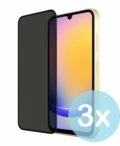 Privacy Screenprotector Geschikt voor Samsung Galaxy A25 – Anti-Gluren – Krasbestendig Gehard Glas 9H – Volledige Dekking – 3-Pack – FuturiQ
