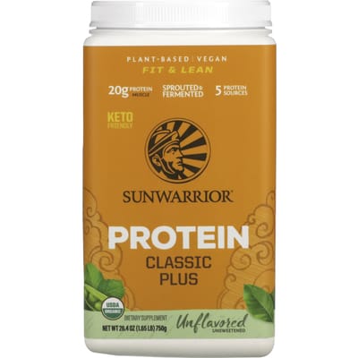 Sunwarrior, Classic Plus Eiwit, Ongezoet, 1,65 lb (750 g)