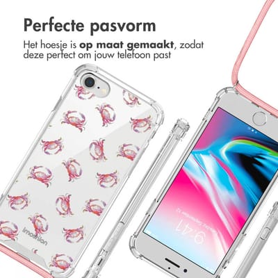 imoshion Hoesje - Geschikt voor Apple iPhone SE (2022) / SE (2020) / 8 / 7 - Design Hoesje met Koord - Crab Watercolor