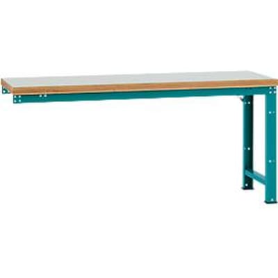 Manuflex aanbouw-werkbank Profi standaard, tafelblad kunststof, 2000 x 700 mm, waterblauw