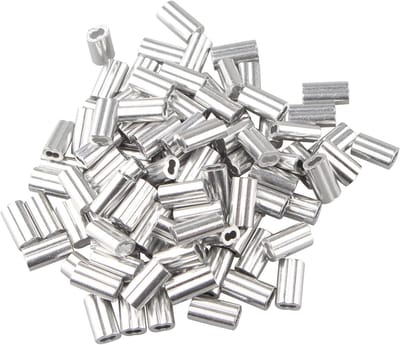 100 Stuks Aluminium Krimpkous Clips met Dubbele Lijn voor 1.2mm Kabel en Touw - Ideaal voor Bevestigen en Verbinden