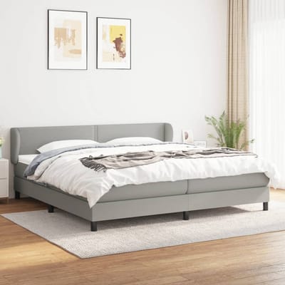vidaXL - Boxspring - met - matras - stof - lichtgrijs - 200x200 - cm