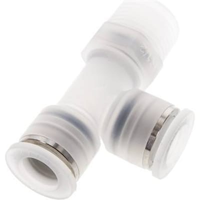 12mm x R1/2'' rechte hoek T-stuk PA Insteekfitting Buitendraad FDA Draaibaar EPDM