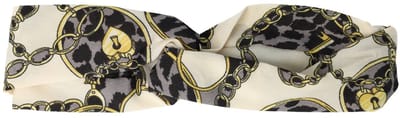 Haarsoires Haarband Twist 5cm – Ketting Panter Print – Gladde Stof – Geel Grijs Zwart Creme - Zachte Knoop Hoofdband - Haaraccessoire voor Dames & Meisjes