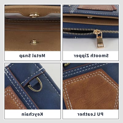 Heren portemonnee met ritssluiting en snap, ideaal voor dagelijks gebruik, winkelen en reizen, blauw, M, stijlvol en praktisch