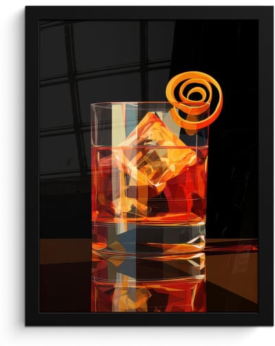 Poster in lijst - Fotolijst 30x40 cm - Posters - Glas - Ijsblokjes - Drinken - Bruin - Posterlijst zwart - Decoratie - Wanddecoratie woonkamer - Muurdecoratie slaapkamer - Kerstversiering - Kerstdecoratie voor binnen - Kerstmis