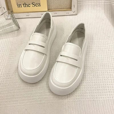 WTEMPO Chaussures Plates pour Femmes Tempérament Élégant Semelle Souple Bout Rond Talon Plat Semelle Épaisse Respirantes Antidérapantes Confortables Printemps et Automne Chaussures Simples 40 blanc