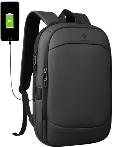 CarryQuest® - 17 Inch Laptop Rugzak - USB Poort + Waterdicht - Rugzak Voor Heren - Waterdichte Reistas - Grote Werkcomputertas - Zwart