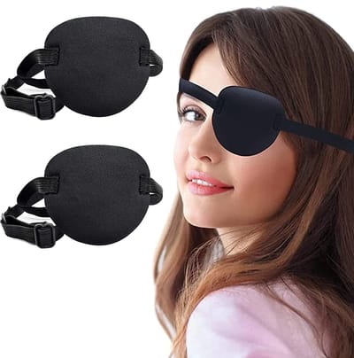 Dailygoods- Oorbeschermers - Medische Oogbeschermers - Verstelbaar - 2 Stuks - Zwart - Geschikt voor Halloween/Kostuums - Oogmasker