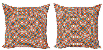 ABAKUHAUS Boho Kussenhoes Set – 2x50x50 cm – Dubbelzijdig bedrukt – Kobaltblauw Goudsbloem