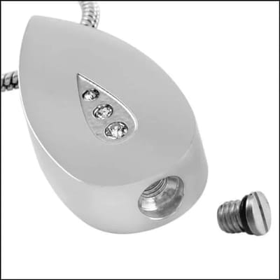 Aramat Jewels | Gedenkhangers | Stalen Ashanger Druppel | Druppel-zilverkleur zirkonia-2.5x1.3cm | |20mm | Staal | Volwassenen | Verkleurd niet