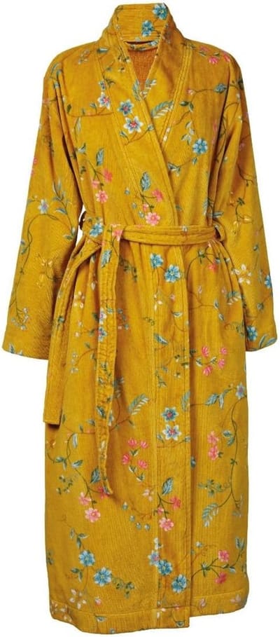 Dames Badjas - Luxe Homewear - Ontspanning Thuis - 100% Katoen - Maat M - Geel