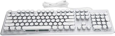 Jhubersproducts - Mechanisch toetsenbord - Gaming toetsenbord - Ergonomisch design - Wit - Retro stijl - Universieel voor desktops en laptops - 104 ro