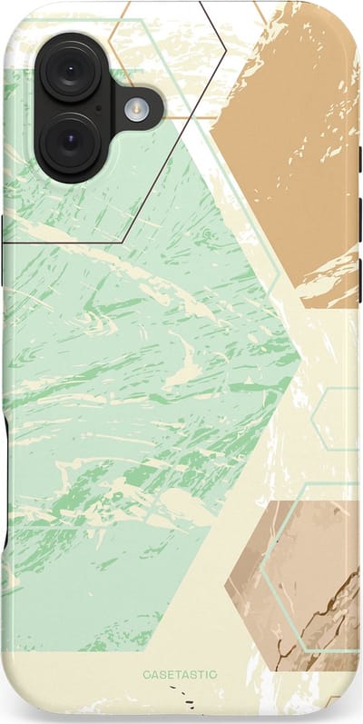 Casetastic hoesje geschikt voor Apple iPhone 16 Plus - MagSafe - Dubbellaagse bescherming - Vlaklicht - Fashion Case - Crème Mintgroen Wit Lichtgrijs