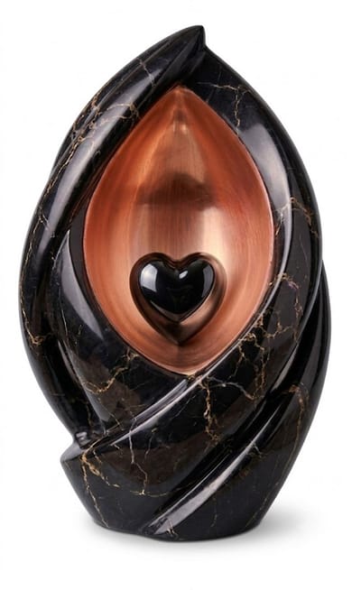 Unieke As Urn - 3.5 Liter - Handgemaakte Hart urn - Urn - Crematie Urn - Uniek - Voor Huisdieren of Menselijk As - Crematie As - Decoratie Urn - Black Marble
