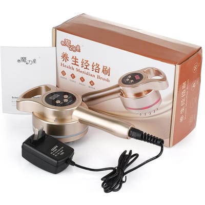 Microstroom Meridian Borstel Massager met Infrarood Verwarming voor Cellulitis Lymfatische Lichaamsontgifting en Vibratietherapie beige