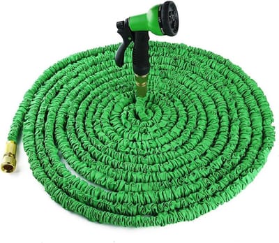 Tuin Waterslang Uitbreidbaar 50ft Groen - Met Messing Connectors en Spuitpistool