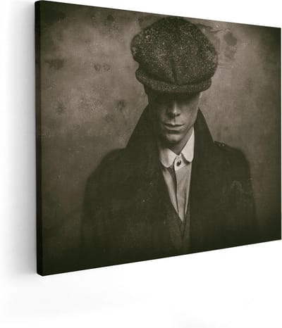 Artaza Canvas Schilderij Gangster - 50x40 cm - Wanddecoratie Peaky Blinders - Muurdecoratie Portret - Kamer Accessoires Man
