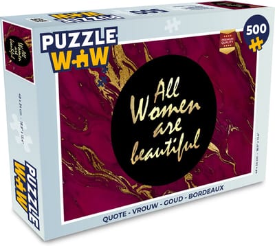 Puzzel Quote - Vrouw - Goud - Bordeaux - Legpuzzel - Puzzel 500 stukjes