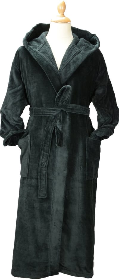 ARTG Robezz - DeLuxe - Velours Badjas met Capuchon - Zwart - Very Black - Maat L/XL