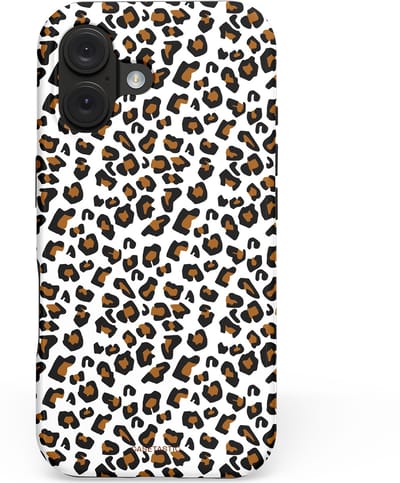 Casetastic hoesje geschikt voor Apple iPhone 16 - MagSafe - Dubbellaagse bescherming - Panter abstractie - Fashion Case - Zwart Wit Grijs Bruin