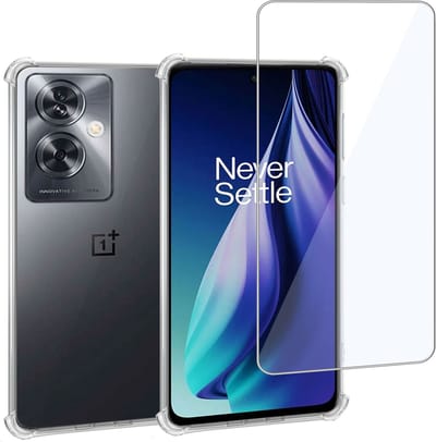 Geschikt voor OnePlus Nord N30 SE - Hoesje + Screenprotector – Gehard Glas Cover + Shock Proof Case - Transparant