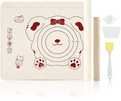 Dailygoods- Deegmat Groot - Siliconen Kneedmat - Deegroller - Deegsnijder - Pastaseplank - 70 x 50 cm