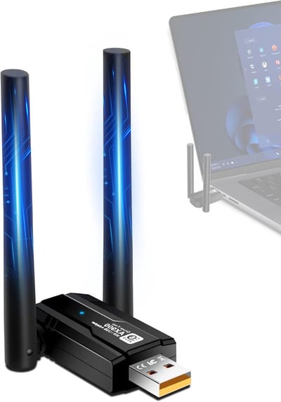 WiFi 6 USB Dongle met Bluetooth, 900Mbps Snelheid, Dual Band 2.4G/5GHz, MU-MIMO en WPA3 Beveiliging voor Windows 7/8/10/11