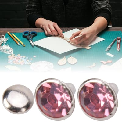 50 Sets Strass Klinknagels Kristallen Diamant Studs Leer Ambacht Tas Kleding Decoratie Pink Diamond