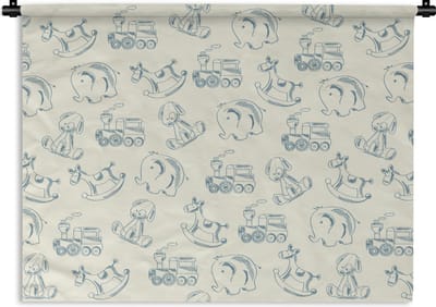Wandkleed - Wanddoek - Dieren - Speelgoed - Patroon - 60x45 cm - Wandtapijt