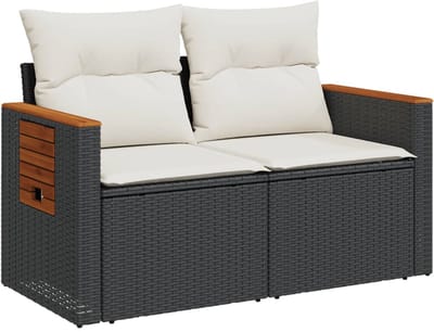 Tuinbank – Tuinbankjes weerbestendig - Tuinbanken - Loungebank - Balkon Set - Buitenbank - Zwart- 2 personen - Staal