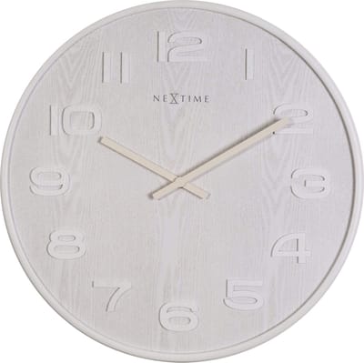 NeXtime Wood Wood Big – Wandklok – 52.8 × 3 cm – Hout – Wit