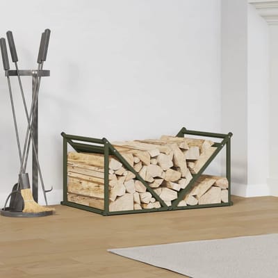 vidaXL - Brandhoutrek - 70x43x34,5 - cm - koudgewalst - staal - olijfgroen
