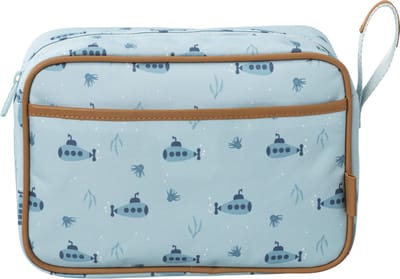 Fresk Toilettas voor Kinderen Jongens - Met rits & draaglus – Reistas met dubbel vak – Organizer – 24 x 17 x 7 cm - Blauw - Submarine