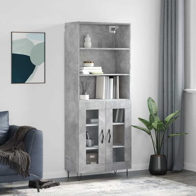 vidaXL - Hoge - kast - 69,5x34x180 - cm - bewerkt - hout - betongrijs