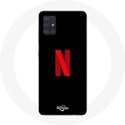 Samsung Galaxy A51 hoesje Netflix Logo rood zwarte achtergrond