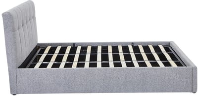 Vente-unique Bed met opbergruimte stof grijs 180 x 200 cm (Super King Size Bed)