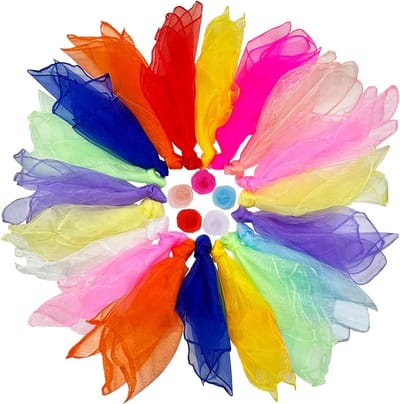Set van 24 Kleurrijke Jongleersjaals 60x60 cm voor Kinderen